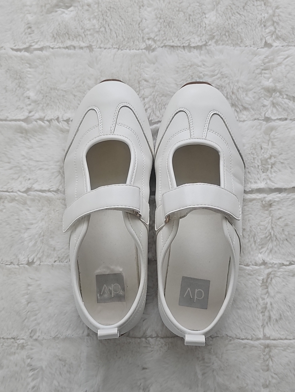 DV by Dolce Vita White Mary Jane Strap Flats with Velcro Closure